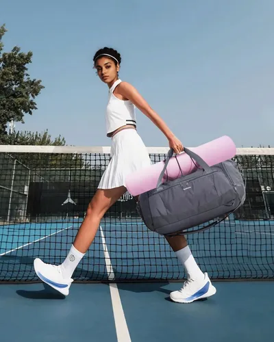 Miniatura 2 de Sportsnew Bolsa de gimnasio para mujeres y hombres con compartimento para zapatos y bolsillo húmedo, bolsa de deporte con soporte para esterilla