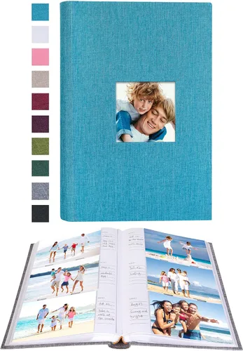 Mublalbum Álbum de fotos de 4 x 6 pulgadas, 300 fotos, cubierta de lino con áreas de notas, libro de fotos para boda, familia, bebé y vacaciones Azul