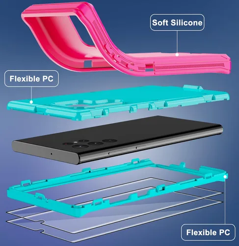 Miniatura 4 de Funda para Samsung Galaxy S22 Ultra con 2 protectores de pantalla, cuerpo completo, resistente, a prueba de golpes, a prueba de caídas, funda