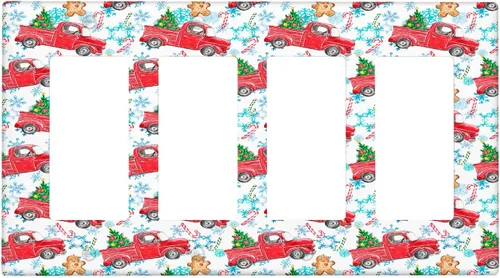 Miniatura 9 de Cubierta de interruptor de luz dúplex de 1 banda, cubierta decorativa de Navidad con copos de nieve rojos, placa frontal decorativa para cocina