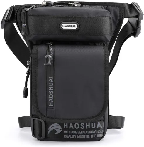 Miniatura 17 de Riñonera para muslos al aire libre para hombres y mujeres, riñonera para montar en motocicleta, bandolera para montar al hombro, senderismo, 01-Negro