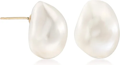 Miniatura 3 de Ross-Simons - Pendientes de perlas cultivadas de 0.630 x 0.512 in en oro amarillo de 14 quilates para mujeres
