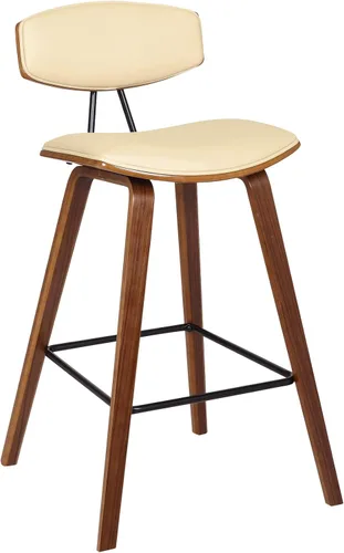 Miniatura 19 de Armen Living Fox - Taburete de bar moderno de mediados de siglo de piel sintética gris y madera negra de 25.5 pulgadas Piel sintética gris/negro