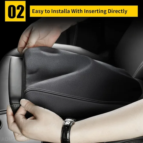 Miniatura 3 de AOMSAZTO Fundas para consola para 2008-2014 Toyota Highlander Fundas para reposabrazos para Toyota Highlander Negro con costuras negras