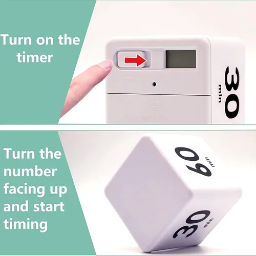 Miniatura 4 de Temporizador de cubo, gestión del tiempo y ajustes de cuenta regresiva con sensor de gravedad, temporizador abatible para estudiar, cocinar, leer