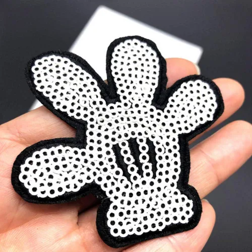 Miniatura 4 de 9 parches bordados plateados, lápiz labial, flor para planchar, coser en lentejuelas, ropa de bricolaje, apliques, motivo de ropa, parche