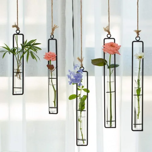Miniatura 5 de Sziqiqi Florero de tubo de propagación de vidrio transparente colgante para esquejes, propagación de plantas hidropónicas, hogar, balcón, contenedor