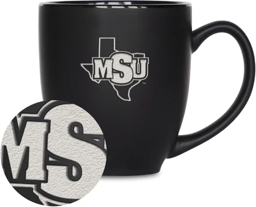 Miniatura 91 de Rico Industries - Taza de cerámica mate negra con grabado láser estándar de 15oz para NCAA (escuelas T & U) - Para bebidas calientes o frías