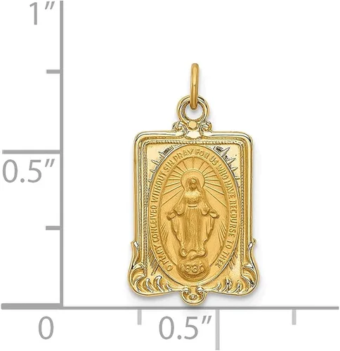Miniatura 3 de Diamond2Deal Medalla milagrosa rectangular de satén de oro amarillo de 14 quilates para mujer L- 0817in ancho 0433in Metal