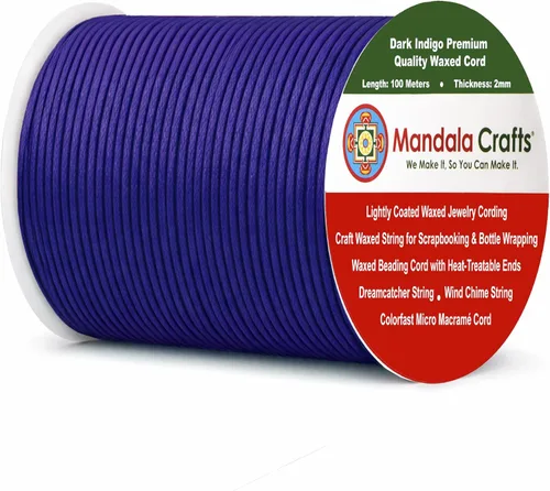 Miniatura 51 de Cuerda Mandala Crafts 0.03 pulgadas 109 yardas para hacer joyería, artesanía, macramé, cuerda de algodón encerado Negro