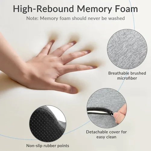 Miniatura 2 de Exclusivo Mezcla Cojín de asiento de espuma viscoelástica, cojines ergonómicos para aliviar el dolor del coxis, almohadilla de asiento Gris claro