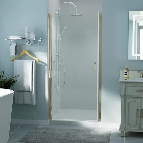 Miniatura 10 de ExBrite Puerta de ducha pivote sin marco de 34-35.5 pulgadas de ancho x 72 pulgadas de alto, puertas de ducha pivotantes de vidrio transparente
