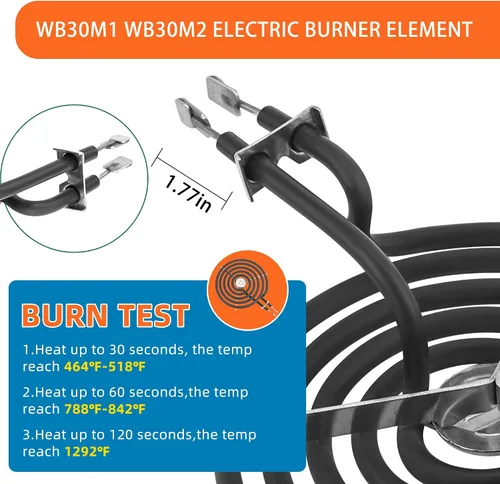 Miniatura 4 de WB30M1 WB30M2 Juego de repuesto de quemadores de estufa eléctrica de 4 paquetes, incluye 2 WB30M1 (6") y 2 WB30M2 (8") - De MIFLUS, compatible