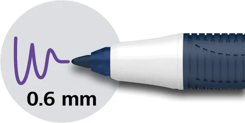 Miniatura 5 de Schneider One Change 183708 - Bolígrafo de punta ultra suave de 0.024 in, barril azul/blanco, tinta violeta, caja de 5 bolígrafos (183708), morado