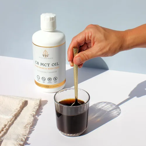 Miniatura 4 de VTC VitaTradingCo. Aceite C8 MCT 100% puro Ácido caprílico destilado 3X Grasa saludable para energía limpia De origen sostenible Sin OMG