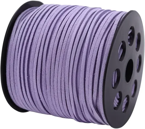 Miniatura 12 de Cordón plano de gamuza de 0.104 in x 100 yardas, cuerda de cuero con carrete en rollo, cordón de piel sintética para hacer joyas, collares, Azul