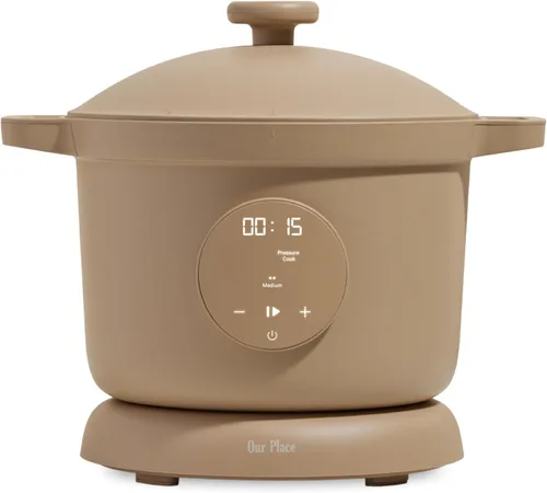 Our Place Dream Cooker | Multicocina antiadherente de cerámica de 6 cuartos de galón y olla a presión con controles de pantalla táctil y liberación