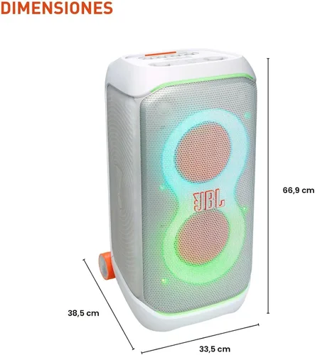 Miniatura 3 de JBL PartyBox Stage 320 - Altavoz portátil para fiestas con mango telescópico y ruedas anchas y resistentes, potente sonido JBL Pro, espectáculo