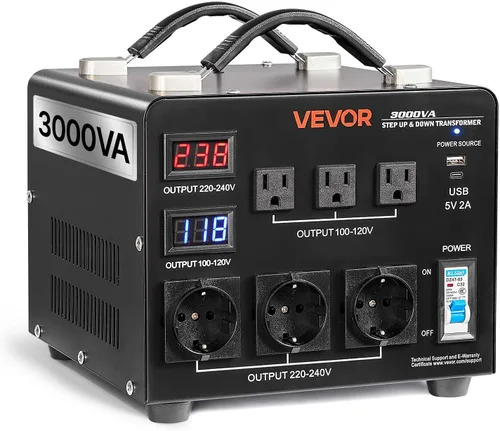 Miniatura 14 de VEVOR Transformador convertidor de voltaje, 500 VA, transformador de potencia elevador/abajo de servicio pesado, convertir de 110 V a 220 V y 220 V