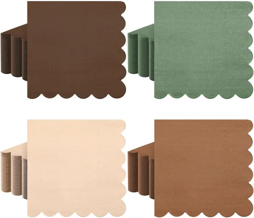 Miniatura 12 de Zhanmai 100 paquetes de servilletas de cóctel 5 x 5 pulgadas, servilletas con bordes festoneados, papel de color degradado para bebidas con bordes
