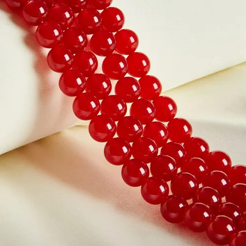 Miniatura 25 de 35 cuentas de piedra natural de 10 mm de turquesa roja, cuentas redondas sueltas para hacer joyas Rojo turquesa