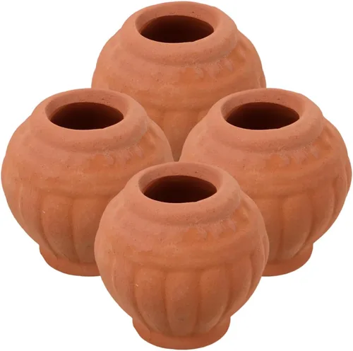 Happyyami Macetas pequeñas de terracota, paquete de 4 macetas pequeñas de arcilla con agujeros de drenaje para suculentas, decoración de escritorio