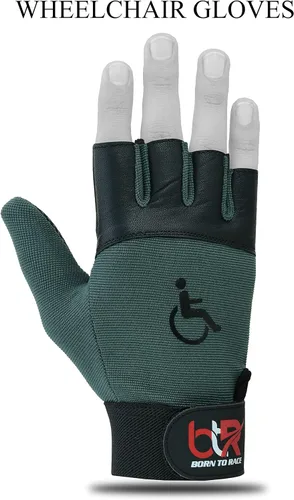 Miniatura 7 de BTR Guantes para Silla de Ruedas para Hombres y Mujeres Guantes para Movilidad y Discapacidad con Diseño Transpirable, Ligero, Agarre Negro