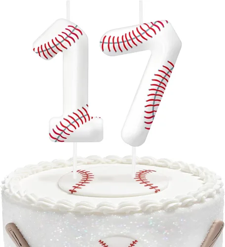 Miniatura 78 de Velas de cumpleaños con el número 0 de béisbol, decoración de pastel con temática de béisbol para niños y niñas, decoraciones de pasteles