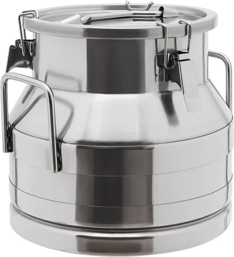 Miniatura 16 de Cubo de acero inoxidable de 28 litros y 7.4 galones para leche y vino con tapa sellada, resistente (28L)