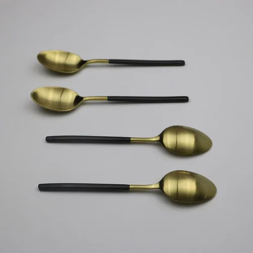 Miniatura 4 de 4 cucharaditas de acero inoxidable 18/10, mango negro mate dorado
