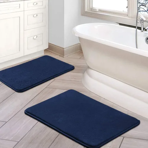 Miniatura 11 de H.VERSAILTEX Juego de tapetes de baño de espuma viscoelástica, juego de tapetes de baño de franela aterciopelada, lujosos, extra suaves y Gris