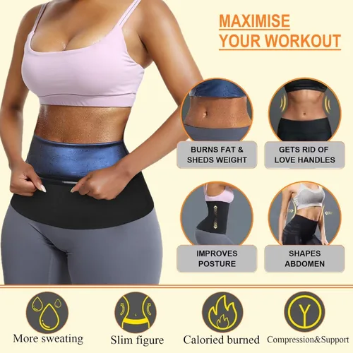 Miniatura 3 de Cinturón reductor de cintura para mujer, entrenador de cintura para sauna, cinturón moldeador sin neopreno, cinturón adelgazante para sauna