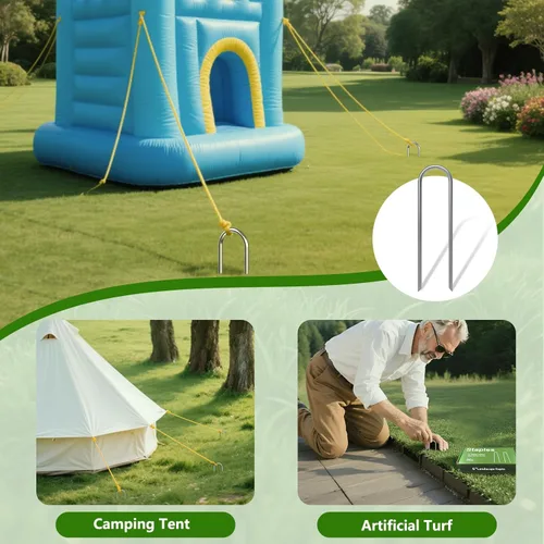 Miniatura 8 de AAGUT 100x Estacas de Jardín de Metal para Carpas, Estacas de Riego para Línea de Goteo, Estacas Red de Alambre de 12 Pulgadas de Parte Superior