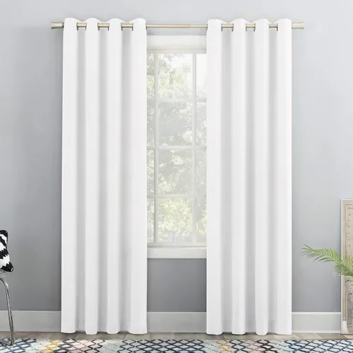 Sun Zero Nolita - Juego de 2 paneles de cortinas opacas con ojales, 54 x 63 pulgadas, color blanco