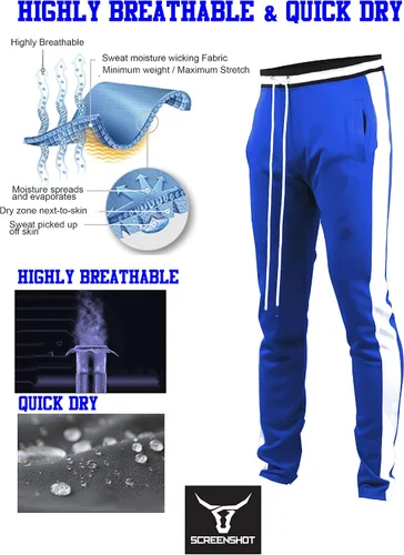 Miniatura 2 de Screenshot - Pantalones deportivos con cinta lateral estilo Hip Hop, ajuste ceñido, para hombre