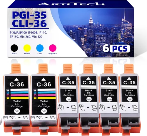 Miniatura 11 de Repuesto para Canon PGI-35 Twin Black & CLI-36 Tinta de color para Canon Pixma iP100, iP110, TR150, mini260, mini320, tinta de 3