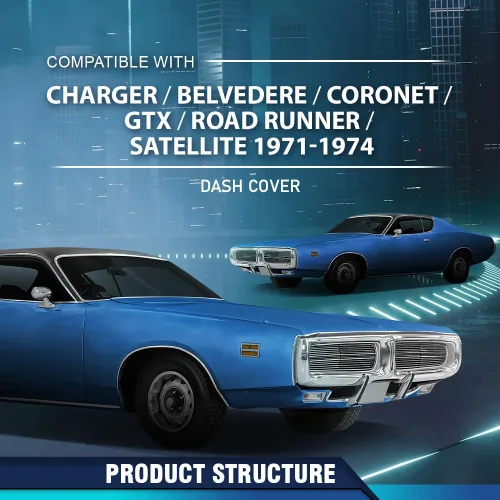 Miniatura 2 de PIT66 Cubierta de bisel de tablero TPE color negro compatible con Dodge Charger Plymouth Belvedere Coronet GTX Road Runner Satellite 1971-1974 Panel