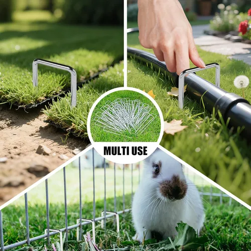 Miniatura 5 de Outvue Paquete de 25 grapas de paisaje de 6 pulgadas, estacas para plantas de calibre 11, estacas galvanizadas de tienda de campaña y estacas