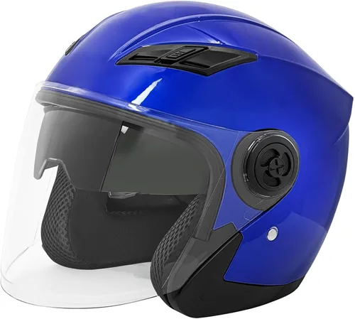 SanQing Casco de motocicleta de cara abierta 3/4 aprobado por DOT con doble visera solar unisex para adultos para scooter, crucero, chopper,
