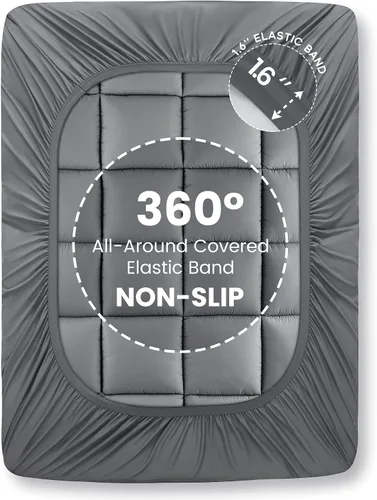 Miniatura 7 de Sonive Protector de colchón tamaño individual, cubrecolchón extra grueso con relleno alternativo Premuim de 35.27 oz/m², acolchado suave