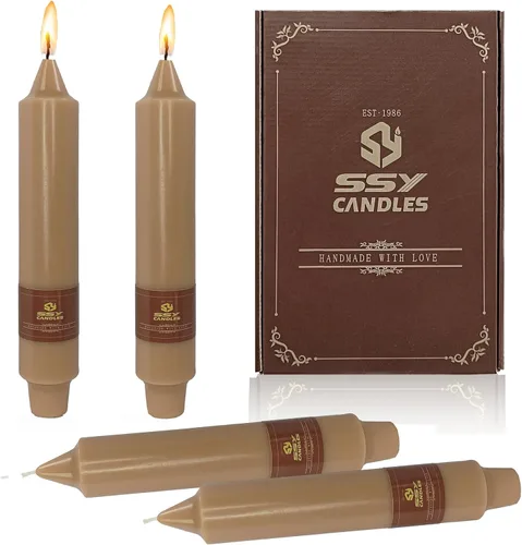 Miniatura 31 de Velas cónicas cortas de 5 pulgadas, velas sin aroma hechas a mano, juego de 4 con tiempo de combustión largo, velas retorcidas para boda, hogar