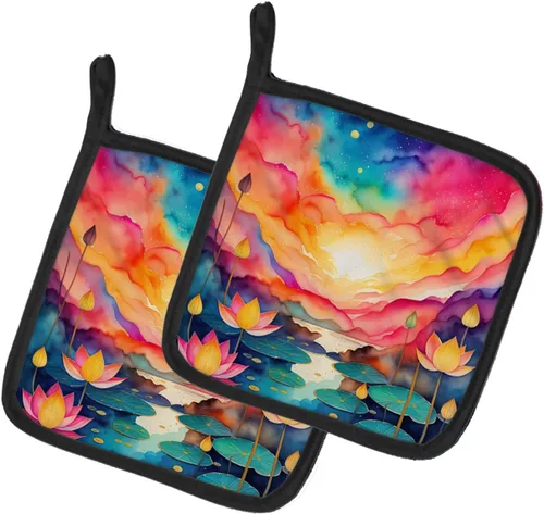Miniatura 73 de Caroline's Treasures Juego de soportes para ollas de cocina coloridos de Asters, resistentes al calor, almohadillas calientes para cocinar, hornear