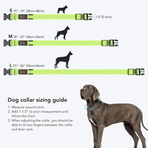 Miniatura 4 de Weesiber Collares de perro con luces LED recargables, luces reflectantes ajustables para perros para caminar por la noche (verde, S)