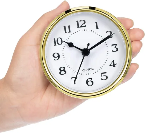 Miniatura 6 de Hicarer Reloj de cuarzo de 90 mm con inserción/ajuste de 3 1/2 pulgadas con número arábigo, movimiento de cuarzo (borde dorado)