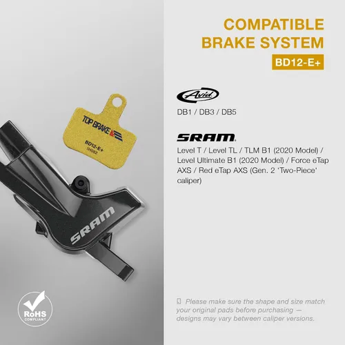 Miniatura 5 de TOP BRAKE Disc Bike Brake Pads Compatible with SRAM Level Ultimate/T/TL/TLM B1, Force eTap AXS, Red eTap AXS (Gen. 2) MTB eMTB Gravel