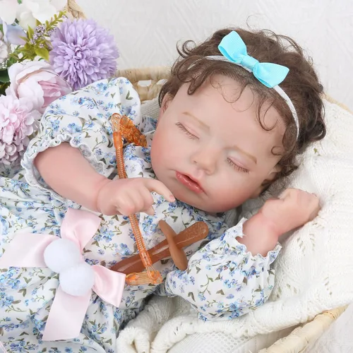 Miniatura 3 de KSBD Muñecas realistas de bebé recién nacido, niña de 20 pulgadas durmiendo recién nacida con cuerpo suave y pesado, regalo de Navidad y cumpleaños