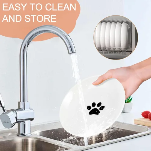 Miniatura 6 de Paquete de 6 cuencos de comida para gatos, cuencos de cerámica para gatos, juego de cuencos antifatiga para gatos, platos de 5.5 pulgadas poco blanco