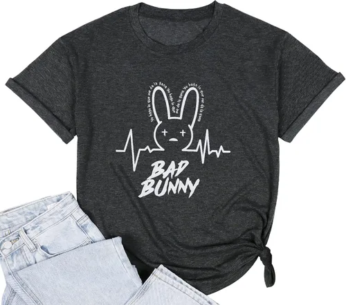 SFHFY Camiseta de conejo para mujer, divertida camiseta con gráfico de conejo, camiseta de Pascua con diseño de hip hop, camiseta de Pascua