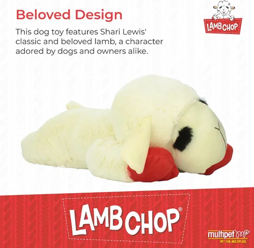 Miniatura 2 de Multipet Licenciado oficialmente Lamb Chop Jumbo White Pelush Dog Toy, 24 pulgadas