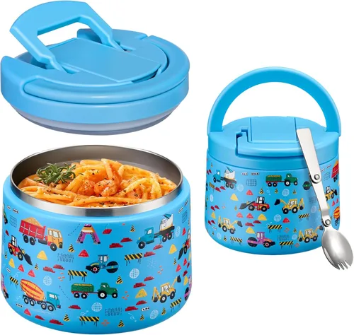 Miniatura 18 de Itslife Termo de sopa aislado al vacío de 14 onzas para comida caliente, recipiente de almuerzo para niños con tapa de hebilla a prueba de fugas
